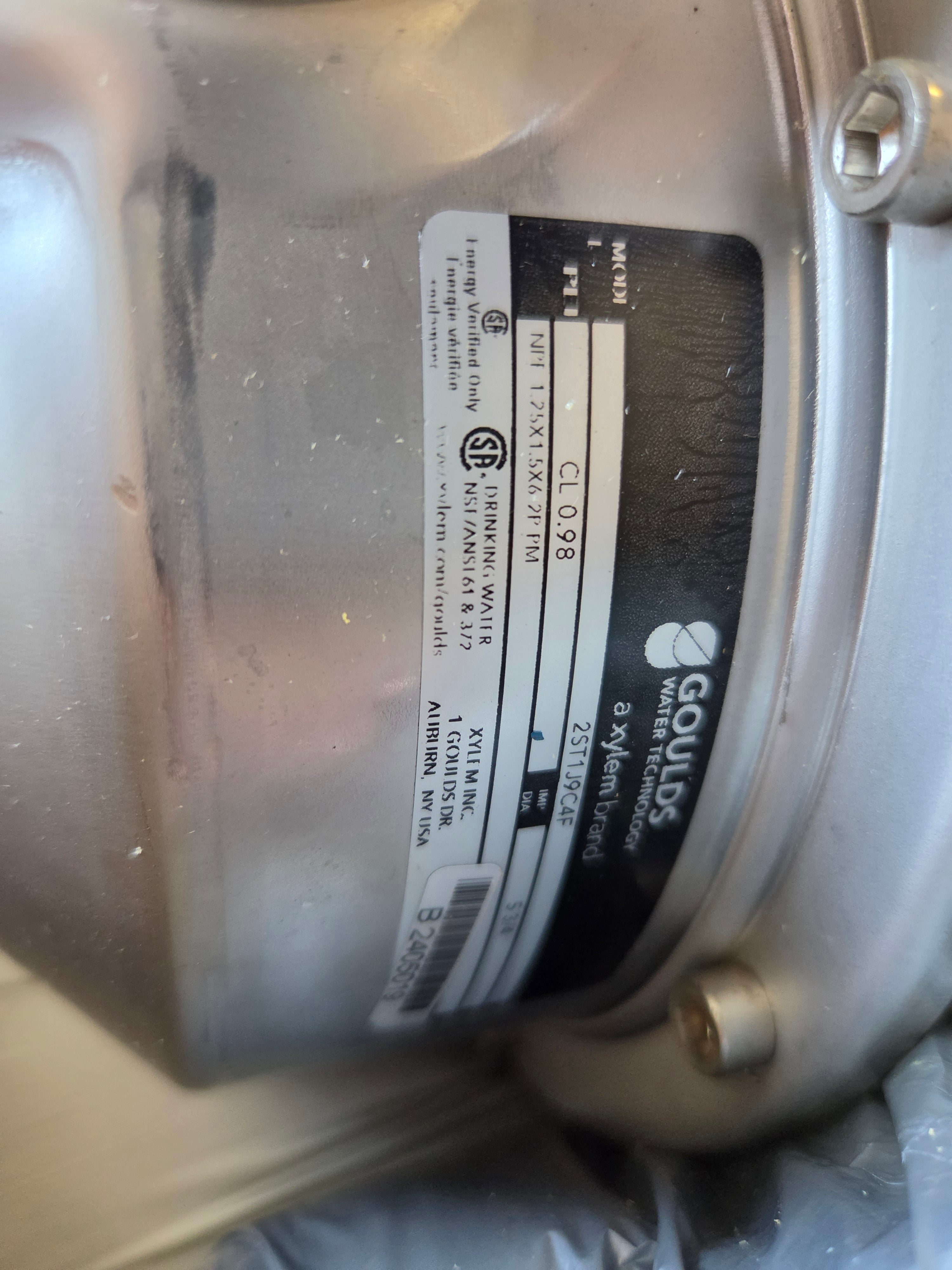 Goulds 2ST1J9C4F Stainless Steel Centrifugal Pump 5 HP 3 Phase 208-230/460V TEFC