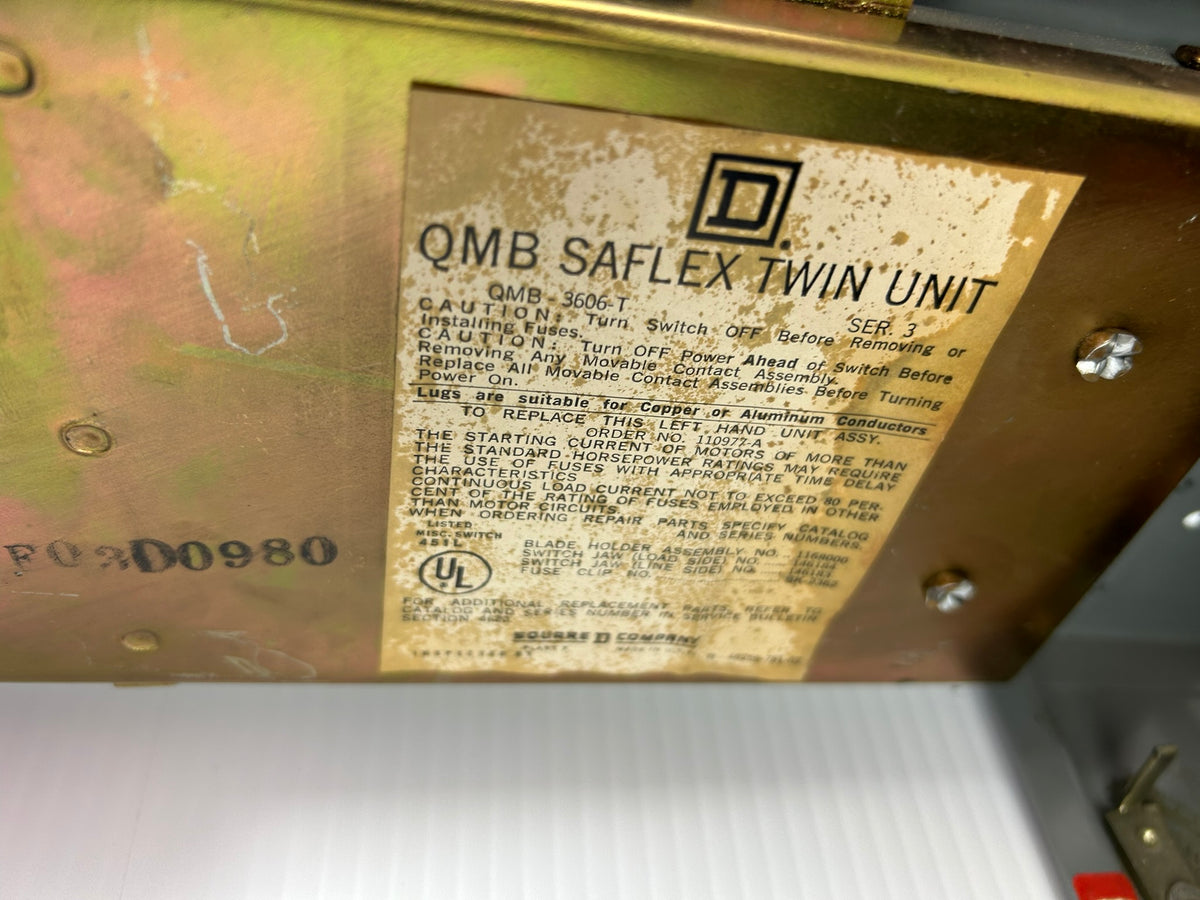 Square D QMB Saflex Twin Switch QMB-3606-T 60 Amp