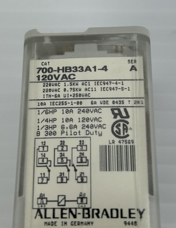 Allen-Bradley 700-HB33A1-4 Relay Series A 120VAC - Lot of 3