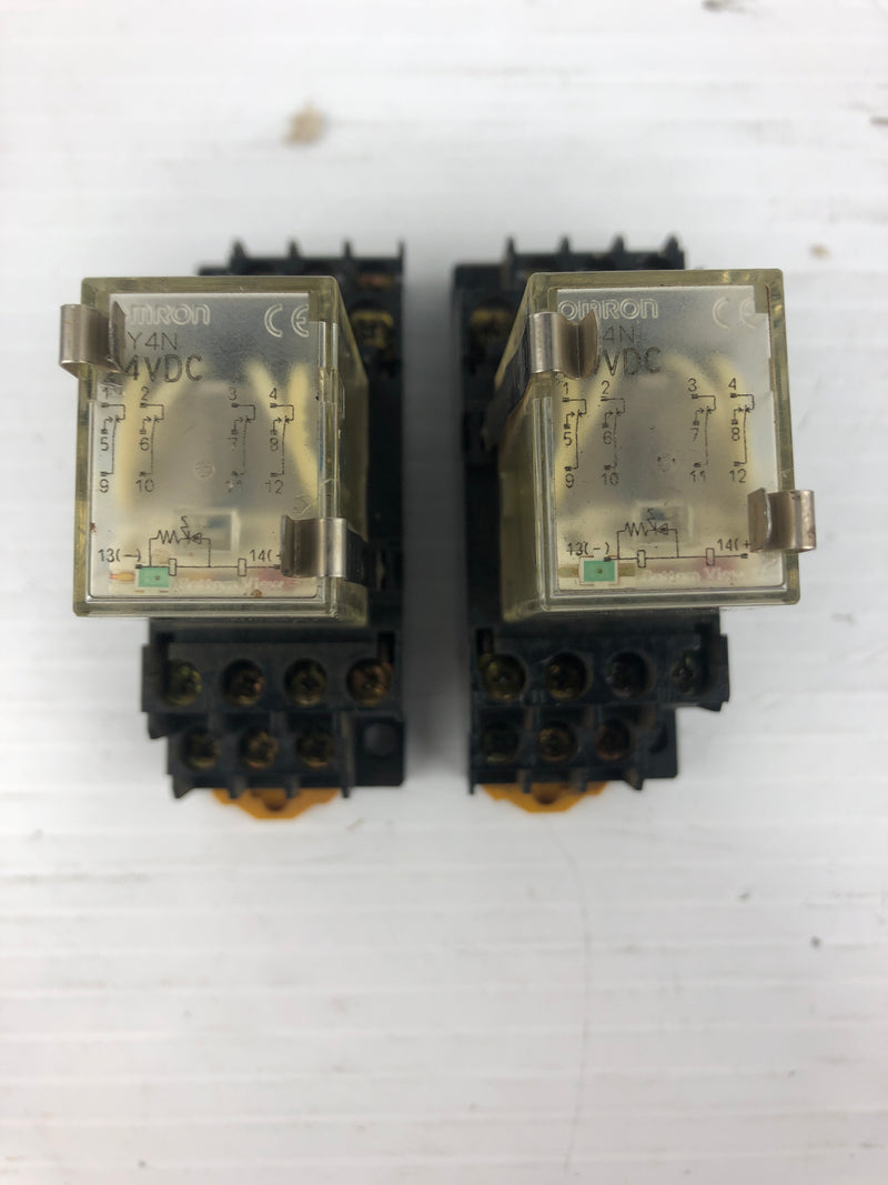 Omron MY4N Relay 24VDC with Base 27Y2W1 - Lot of 2