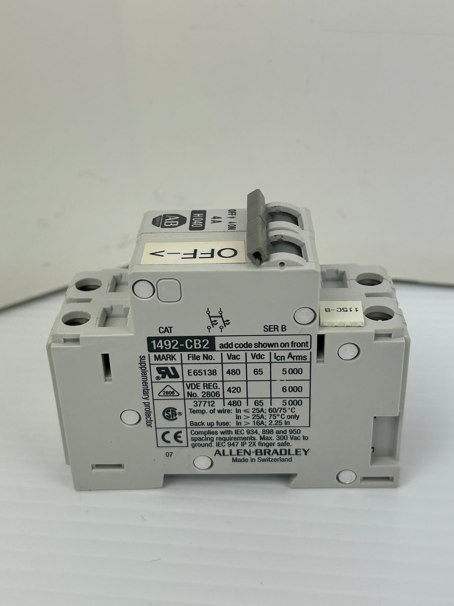 Allen-Bradley 1492-CB2 Circuit Breaker H040 Series B 480VAC 4A 2P - Lot of 3