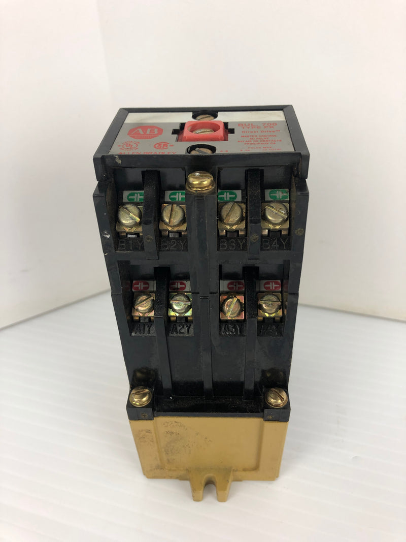 Allen-Bradley 700-PK400A1 AC Relay Type:PK Ser.B With 700-PB40 Auxiliary Contact