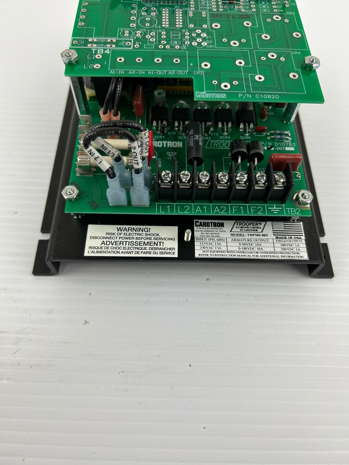 Carotron Trooper TDP502-00T DC Motor Speed Control 2HP 230VAC 180VDC