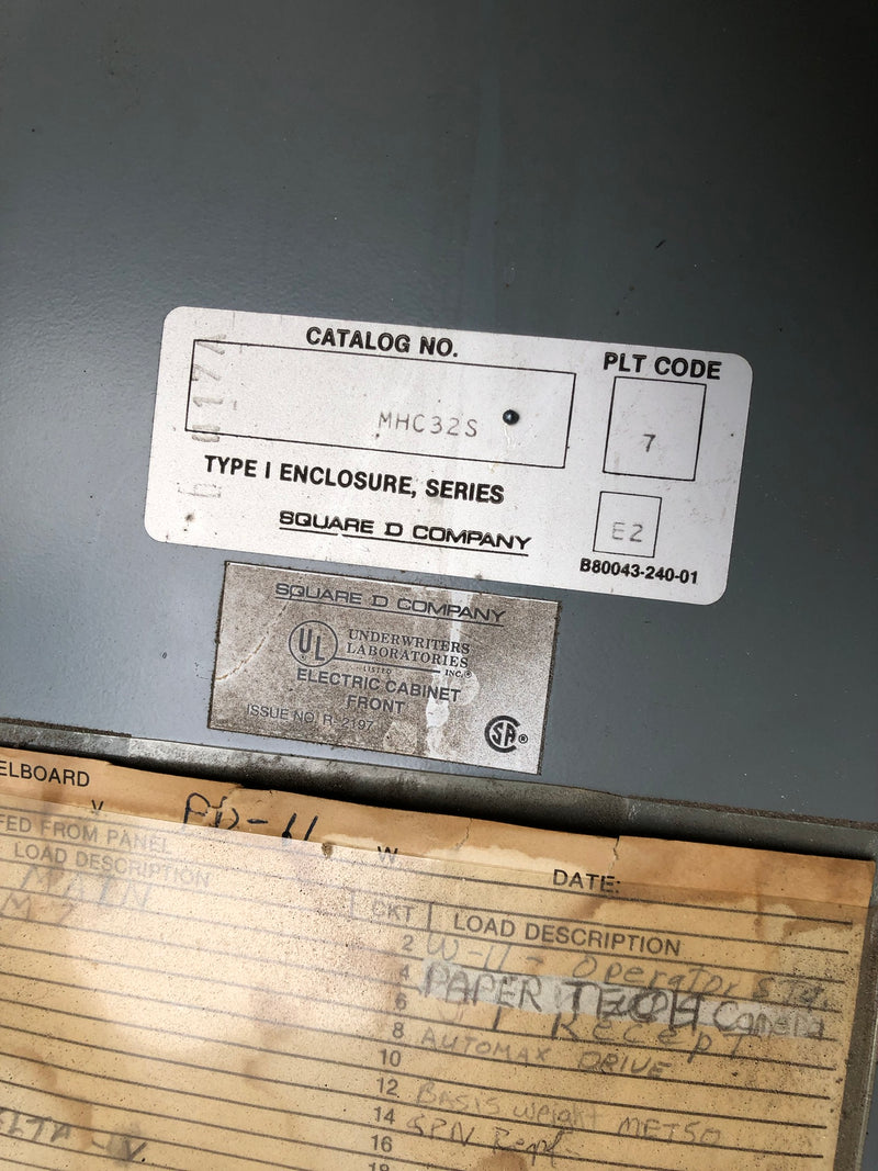 Square D MHC32S Breaker Panel Box Type 1 Enclosure Series E2 ...