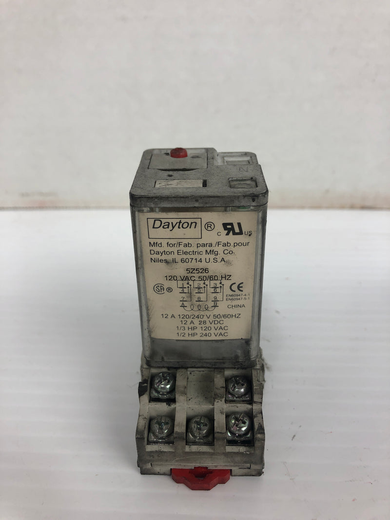 Dayton 5Z526 Relay With Base 5X853M