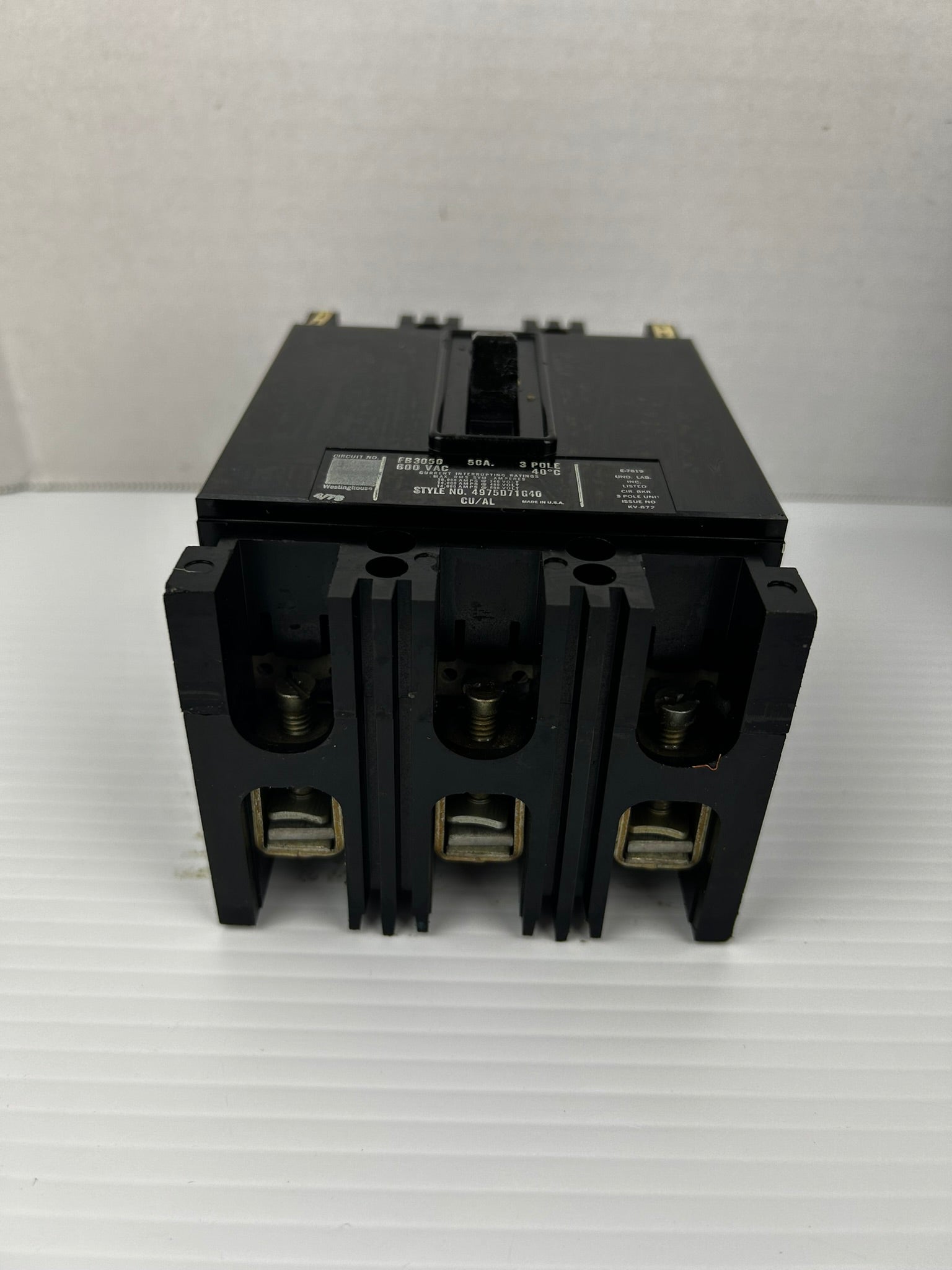 Westinghouse FB3050 Circuit Breaker 50A 3P 600VAC