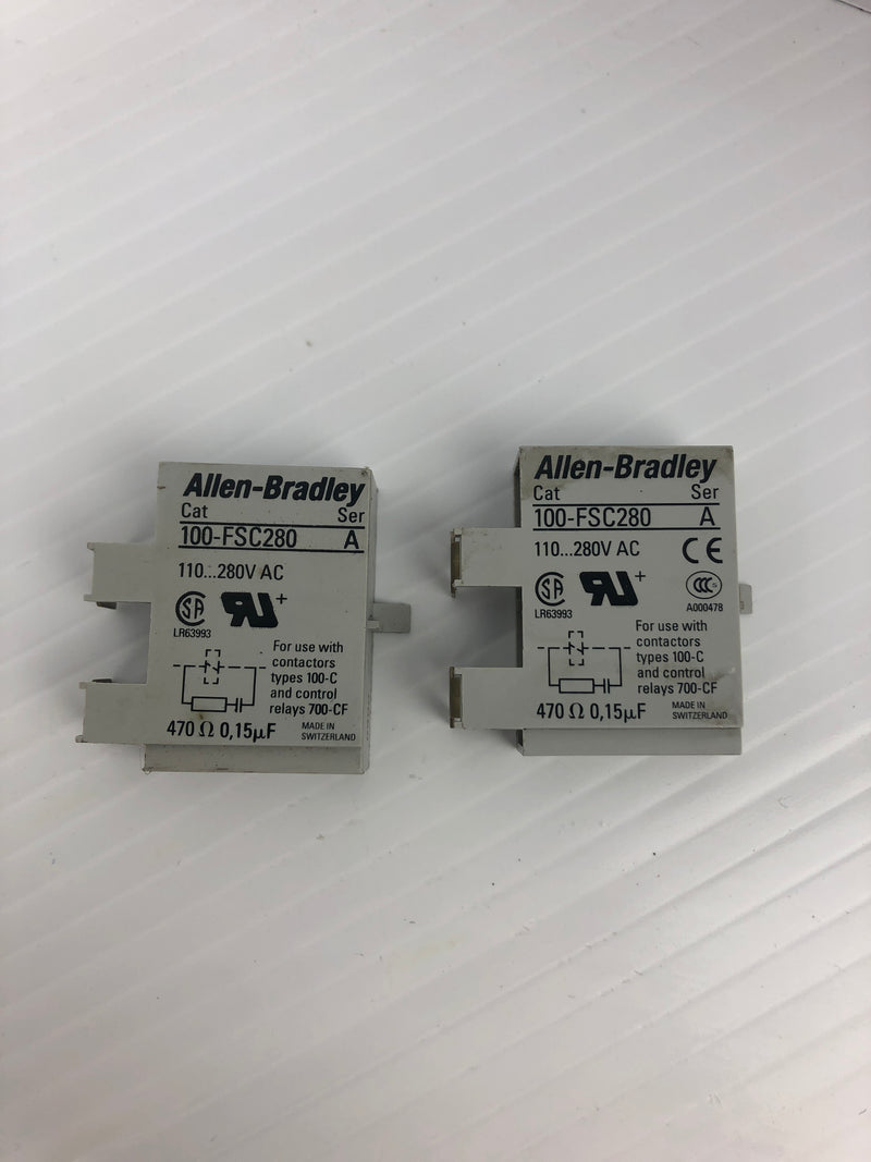 Allen-Bradley 100-FSC280 Surge Suppressor Ser. A 110-280V 470Ω 0,15μ - Lot of 2