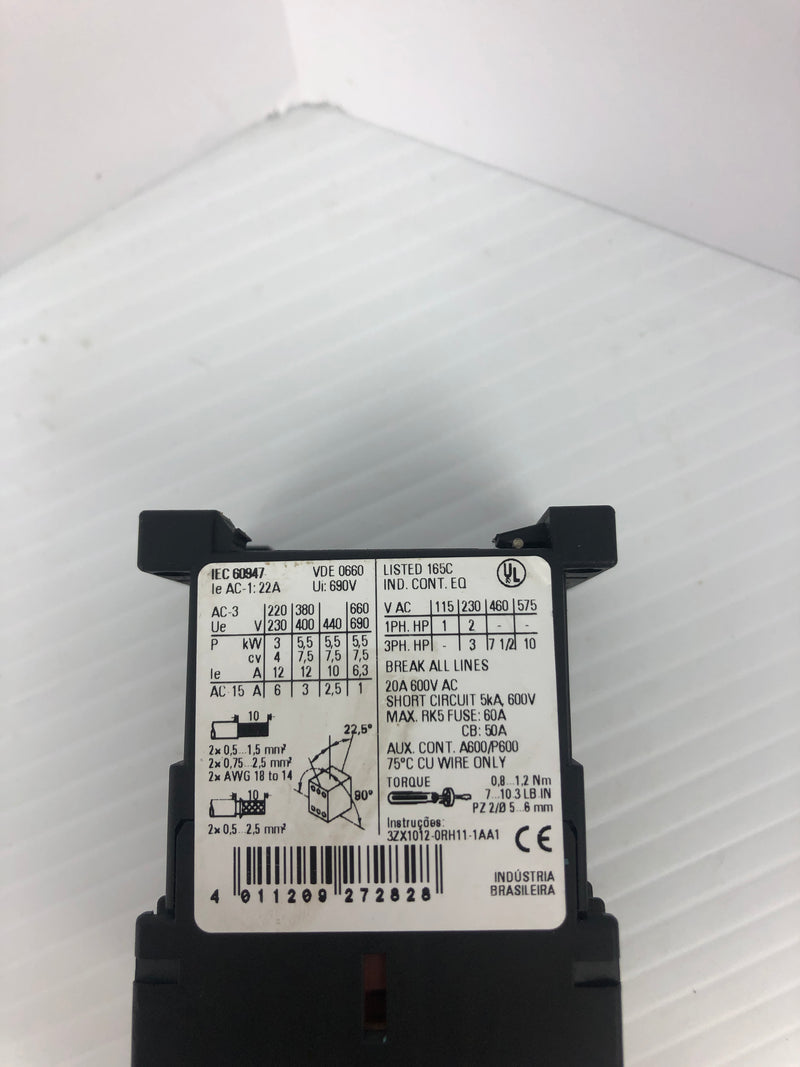 Siemens 3RT1017-1AF01 Contactor 10E 110V 15A 50/60Hz