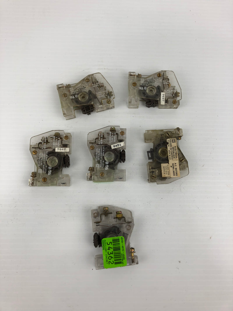 Square D SX-6 Electrical Interlock Series B Class 9999 - Lot of 6