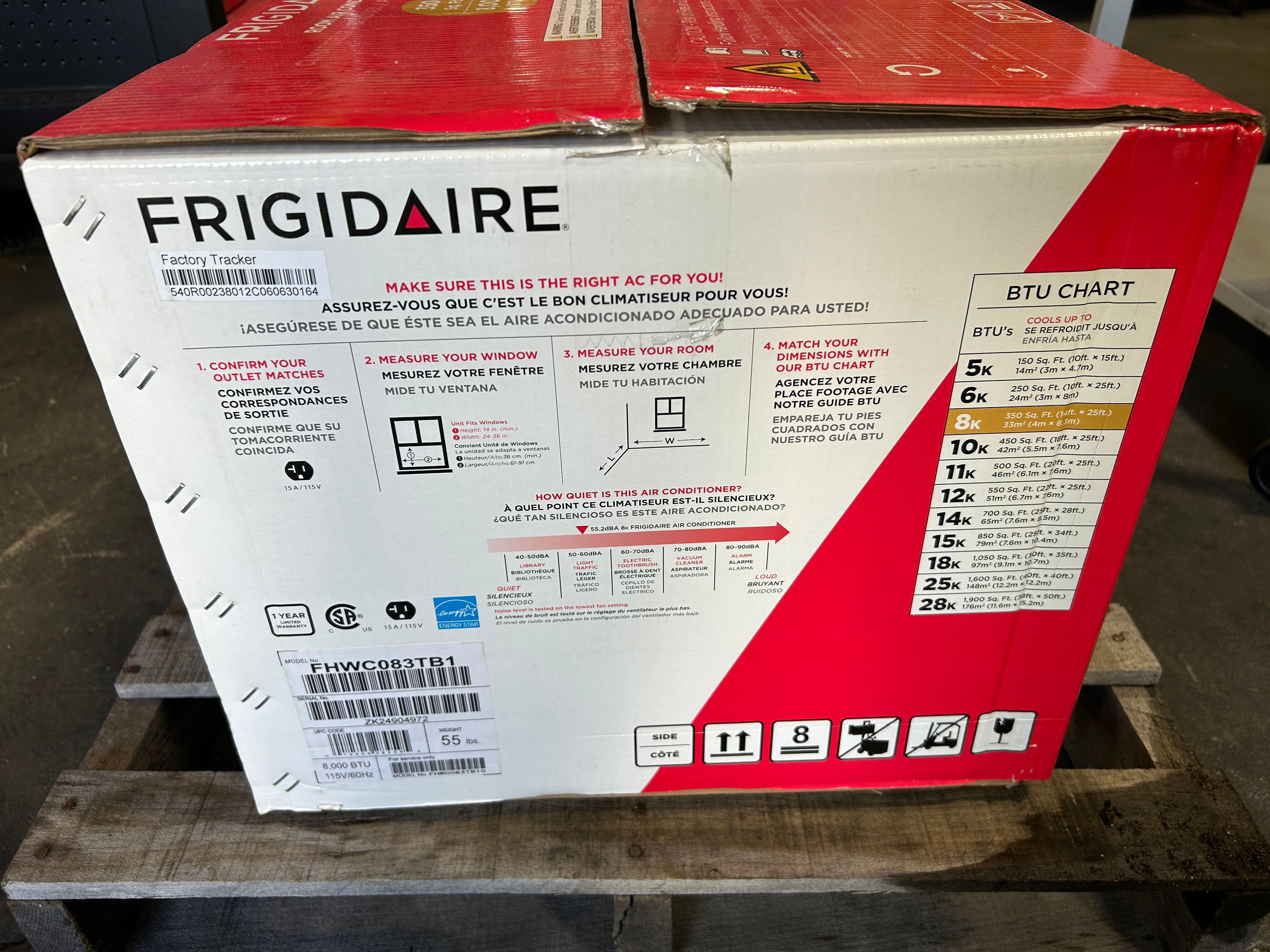 Frigidaire Window Room Air Conditioner 350 Sq. Ft. 8000BTU 115V White FHWC083TB1