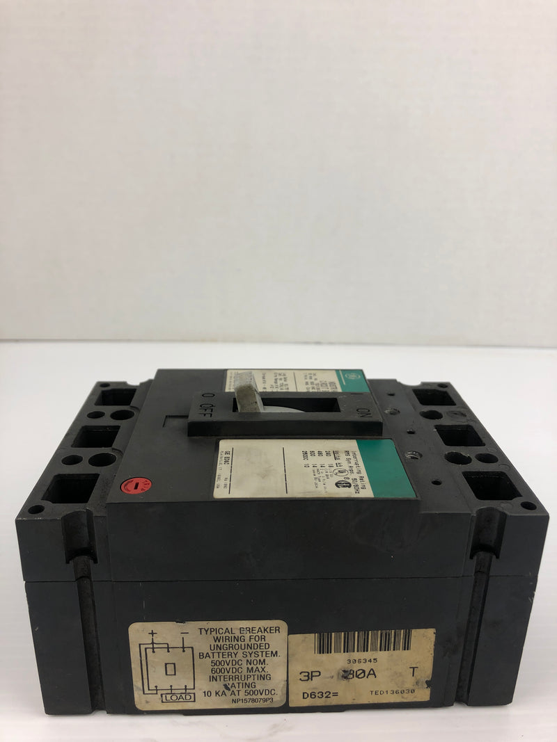 General Electric TED136030 Industrial Circuit Breaker 600VAC 200VDC 30A 3P