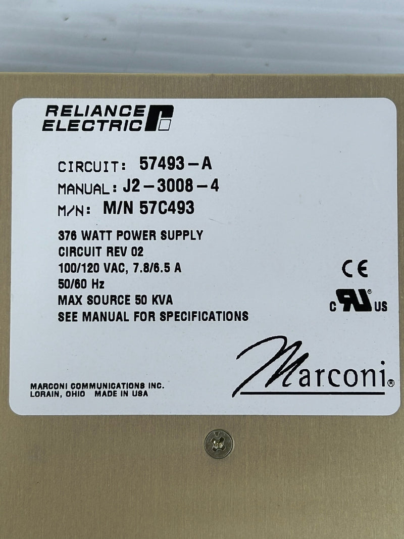 Reliance Electric 57C493 Power Supply 57493-A Lorain ES371AMB 376W with Key