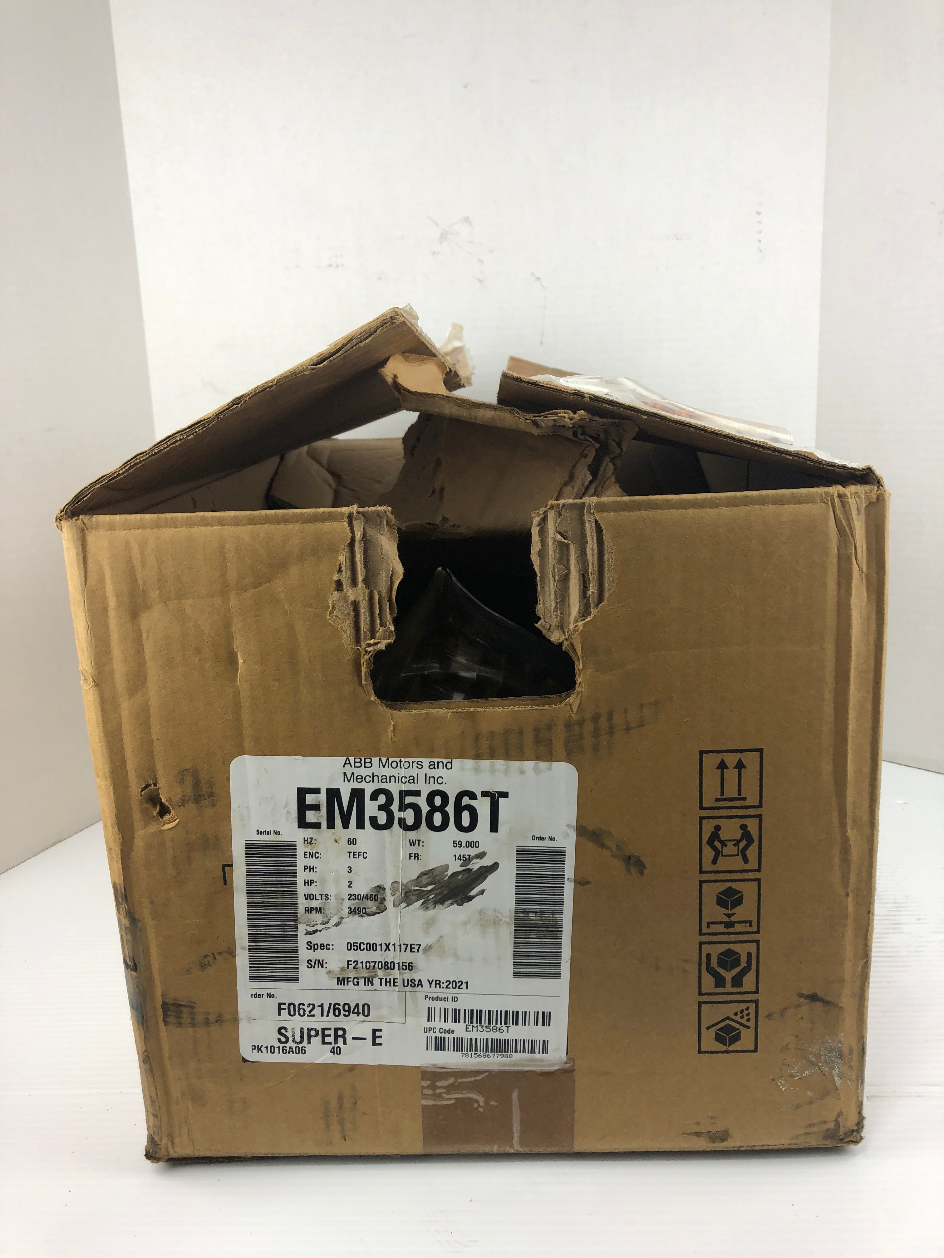 Baldor Reliance EM3586T Super E Motor 2HP 3490 RPM 3PH 145T