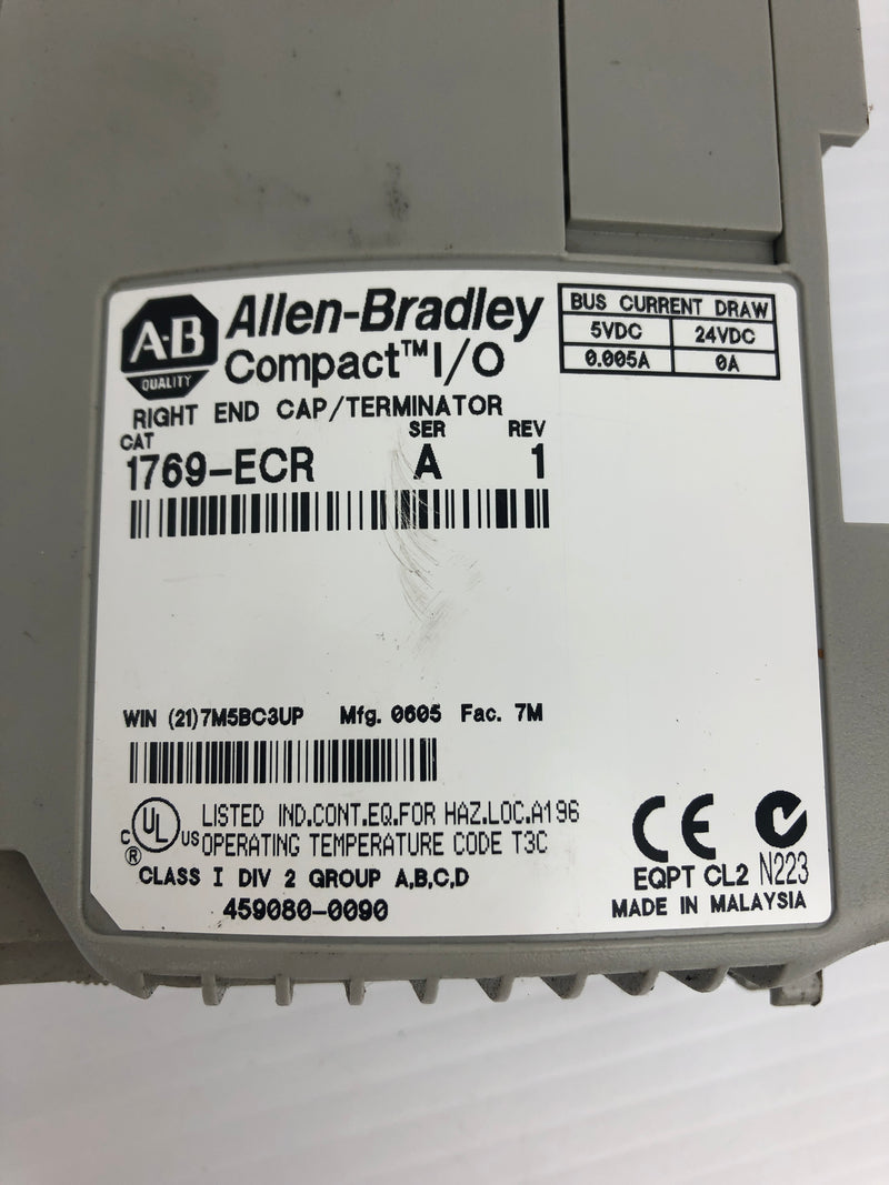 Allen-Bradley 1769-ECR Compact Input PLC Right End Cap/Terminator Ser. A Rev. 1