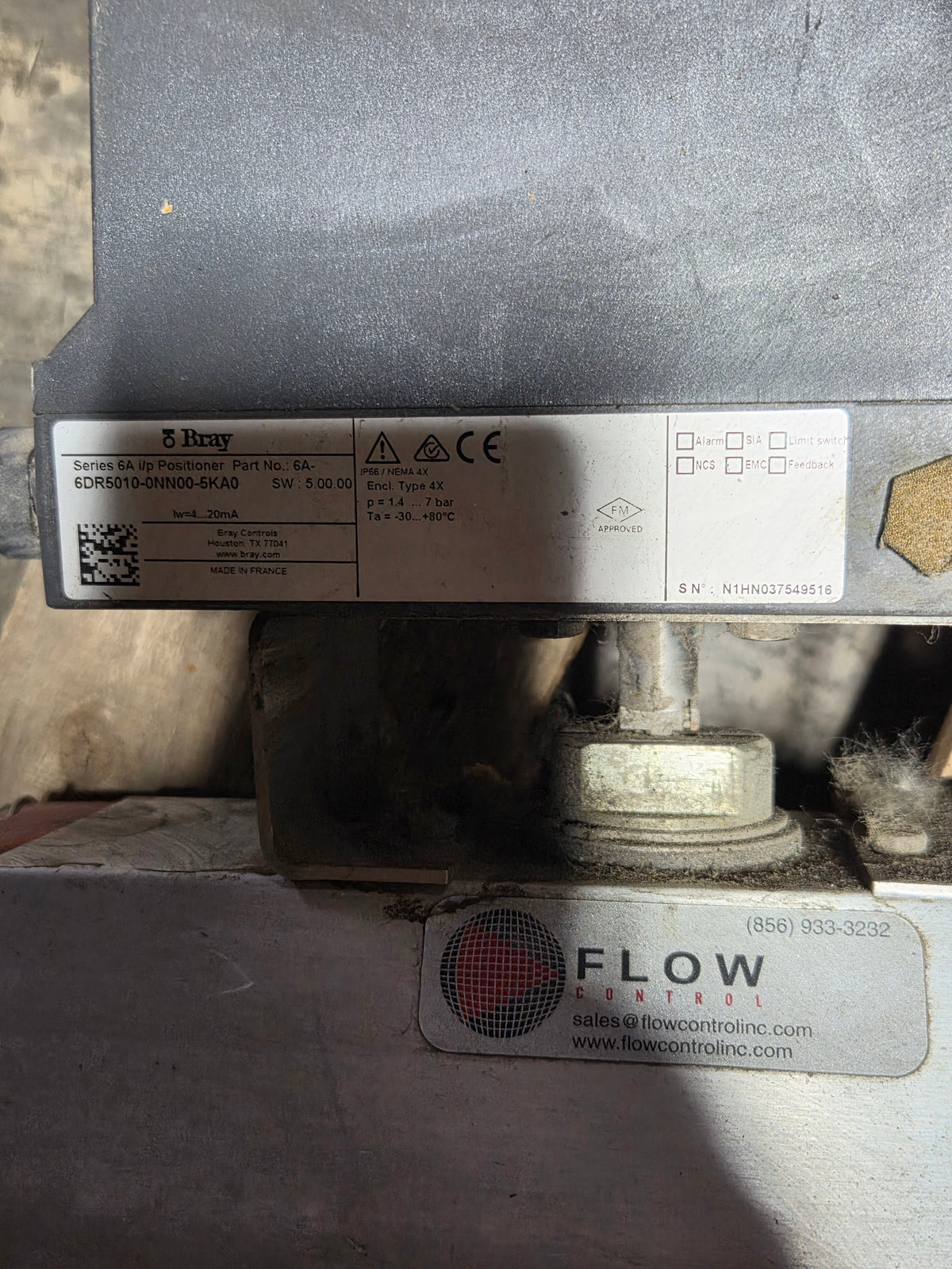 Bray 6A-6DR5010-0NN00-5KA0 i/p Positioner w/ 4" Valve 30 Flow Control Assembly