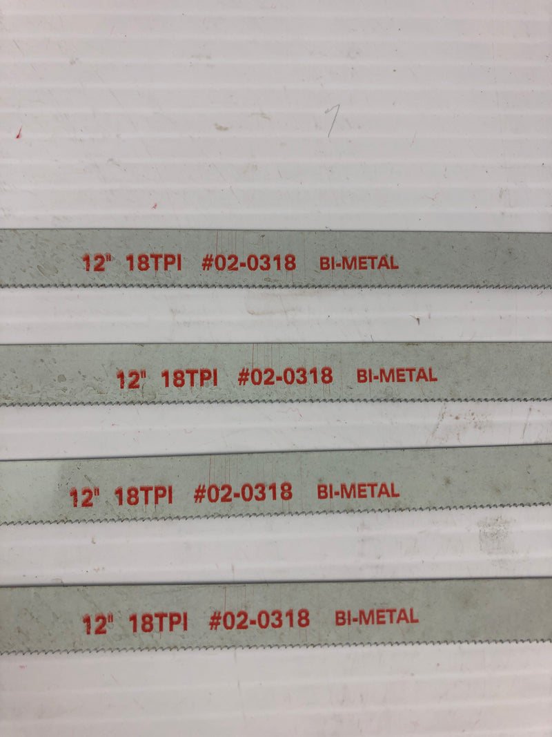 Cal-Cut 02-0318 Hacksaw Blades 12" 18TPI Bi-Metal - Lot of 4