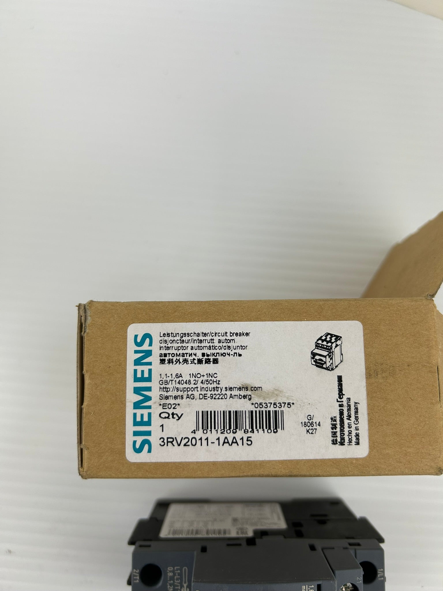 Siemens 3RV2011-1AA15 SIRIUS Manual Motor Starter Protector Circuit Breaker