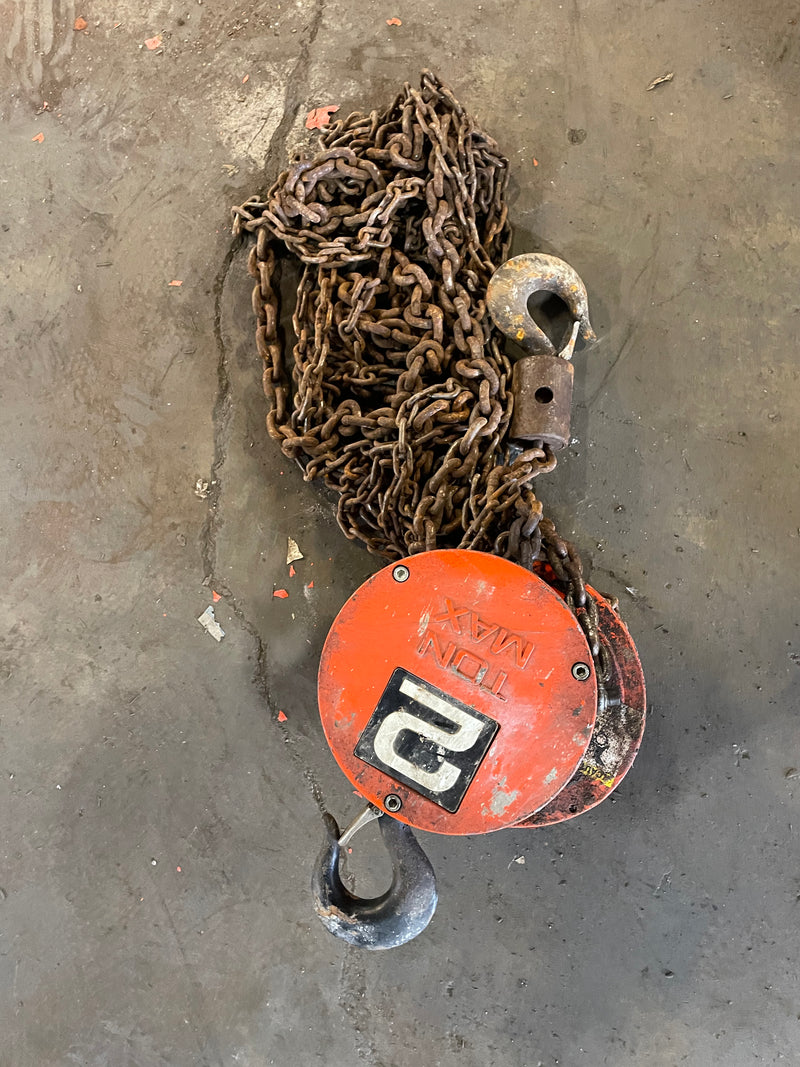 CM Cyclone 2 Ton Manual Chain Fall Hoist with Load Limiter S5867TB ...