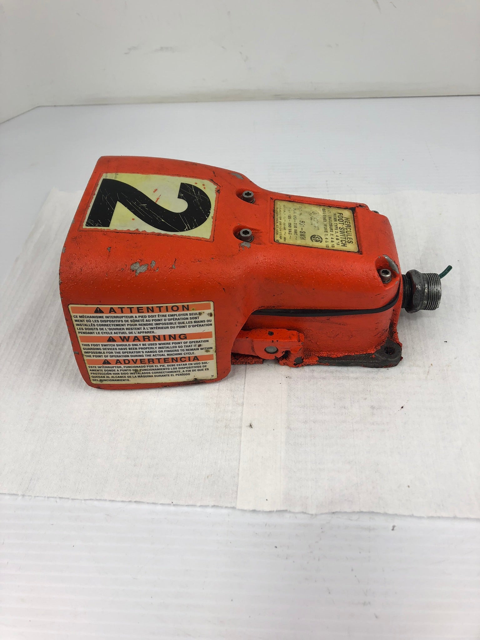 Hercules 531-SWH Foot Switch 25A 1 HP 250VAC NEMA Enclosure 2, 4, 13