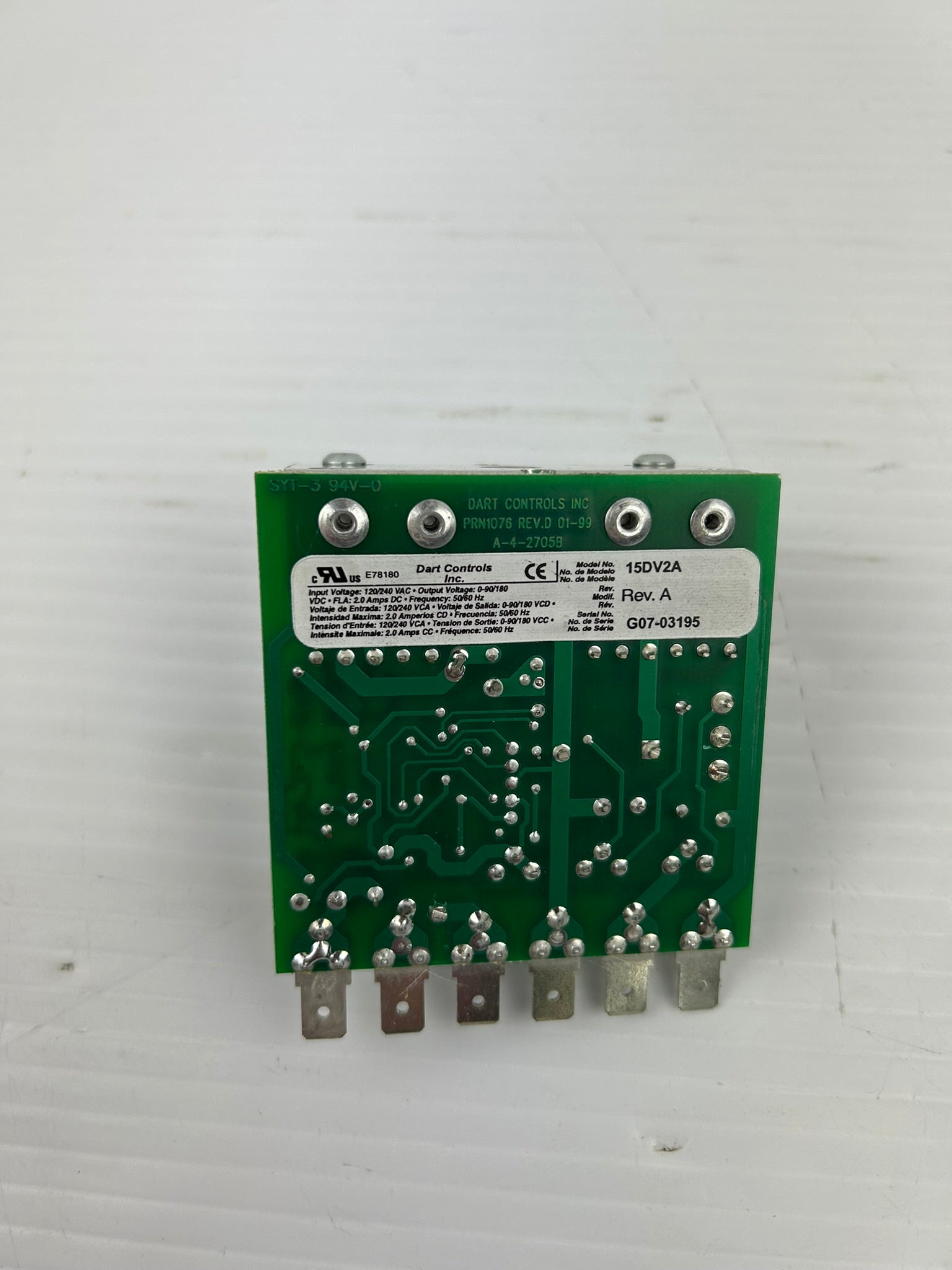 Dart Controls Inc 15DV2A DC Speed Control Rev A