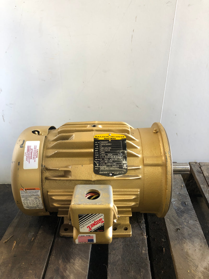 Baldor Reliance CEM3660T Super-E Motor 3HP 3460 RPM 182TC Frame 3PH