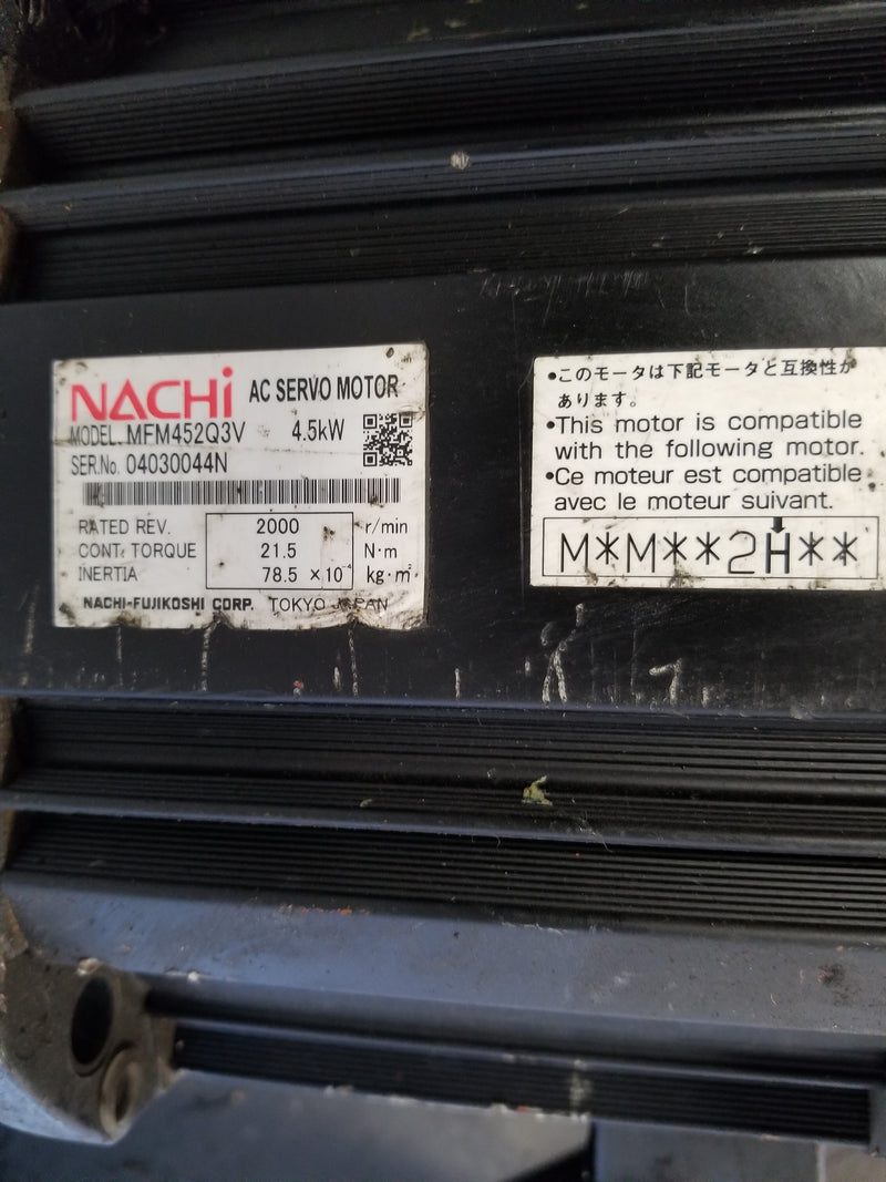 Nachi MFM452Q3V 4.5kW AC Servo Motor