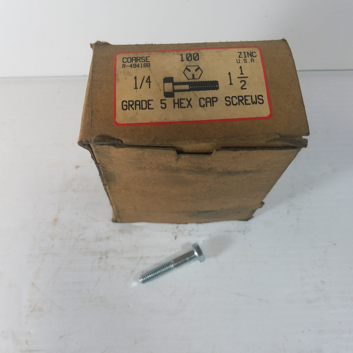 Zinc-Plated Grade 5 Hex Screws R-49418B Coarse Thread (Box of 100)