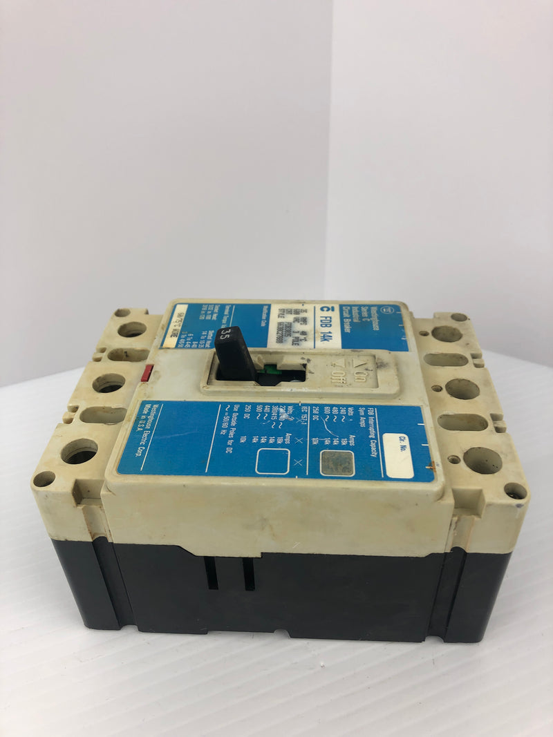 Westinghouse FDB 14K Industrial Circuit Breaker Ser. C 600VAC 35A 3P 50/60Hz