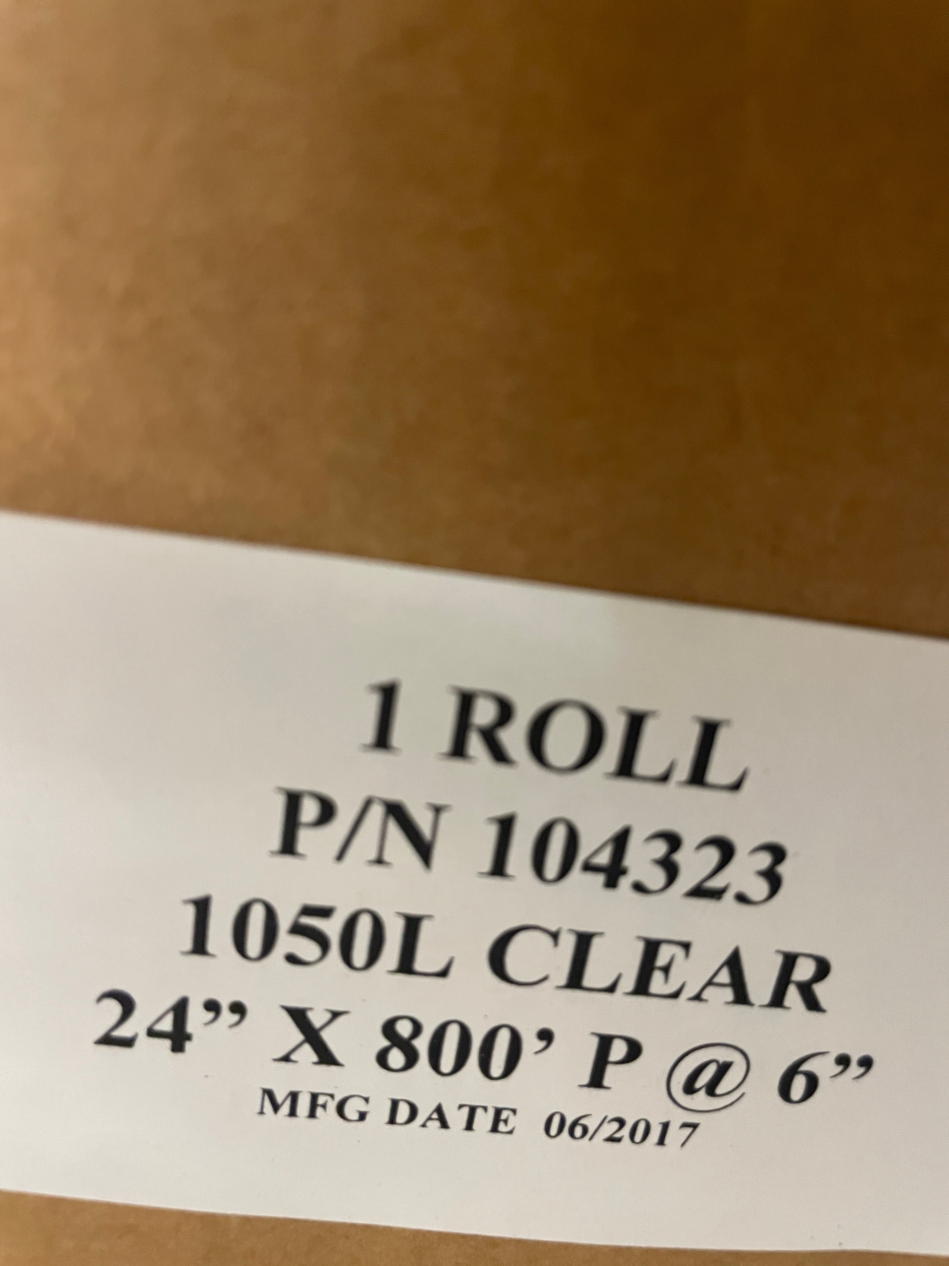 Clear Protective Film Roll 1050L 24" x 800' Plastic Sheeting Perf. at 6" 104323
