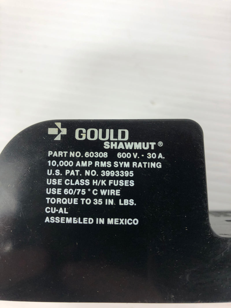 Gould Shawmut 60308 Fuse Holder 600V 30A 2P