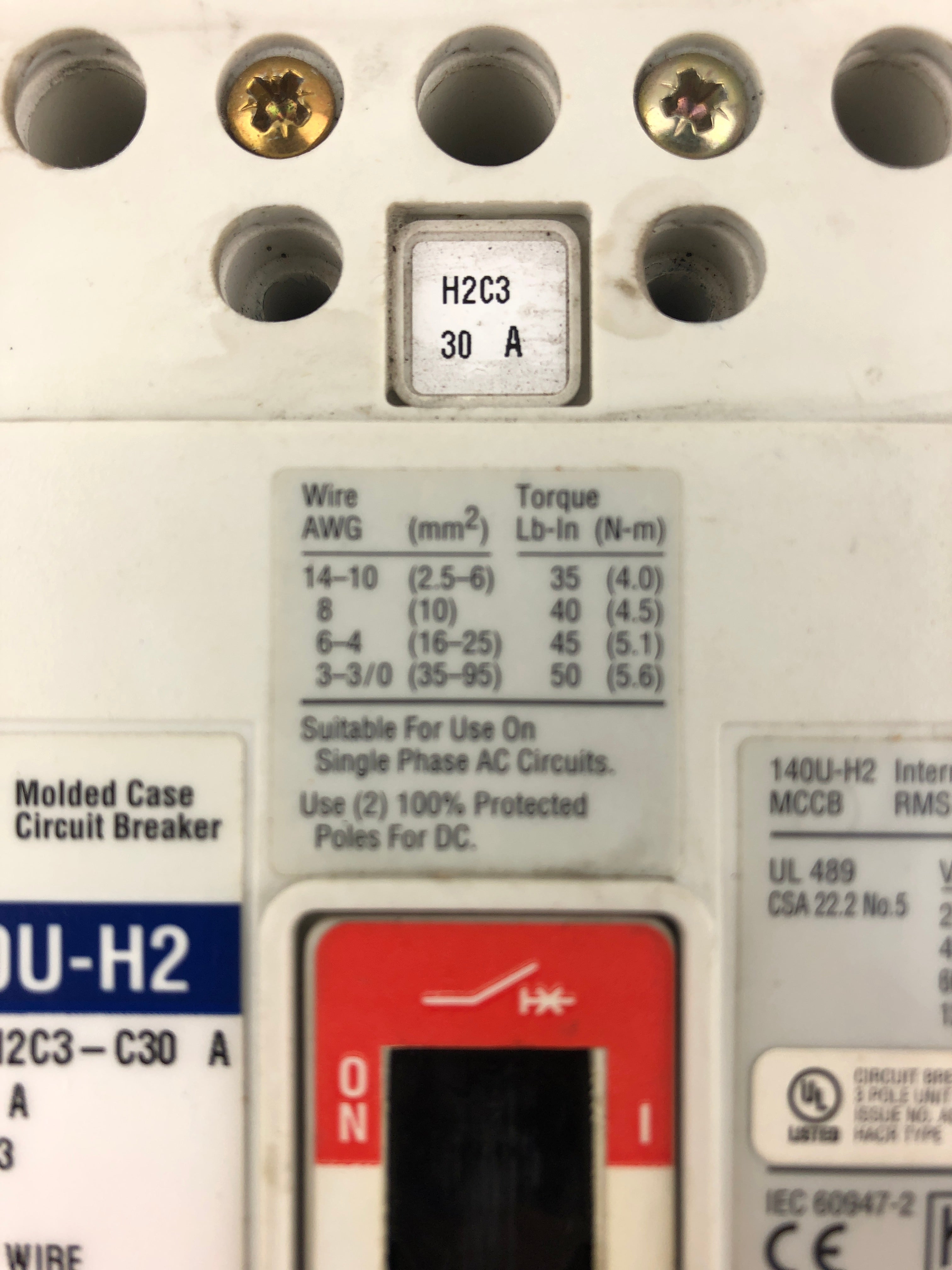 Allen-Bradley 140U-H2 Molded Case Circuit Breaker 30A