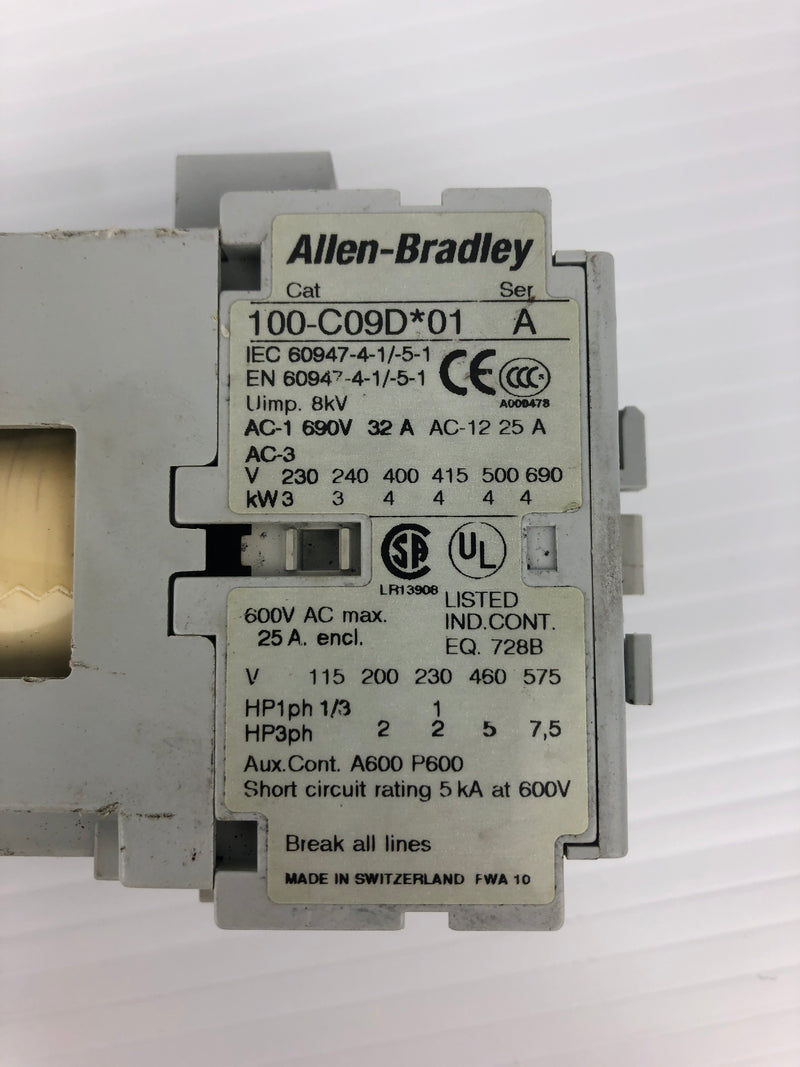 Allen-Bradley 100-C09D*01 C09 Contactor Ser. A 690V 32A 3PH 8kV