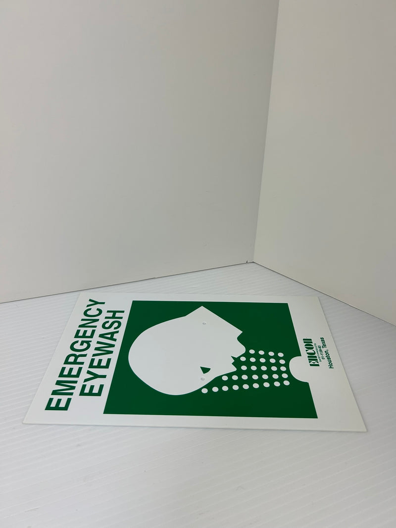 Encon 01-1128-93 Emergency Eyewash Station Sign Green 7" x 11" - Lot of 9