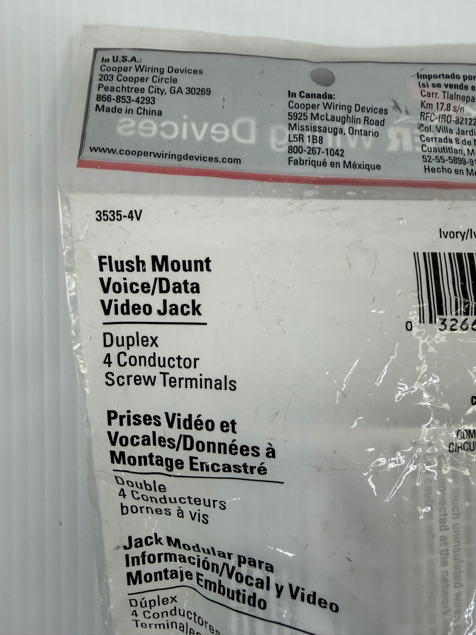 Cooper Wiring Flush Mount Voice/Data Video Jack 3535-4V Lot of 16