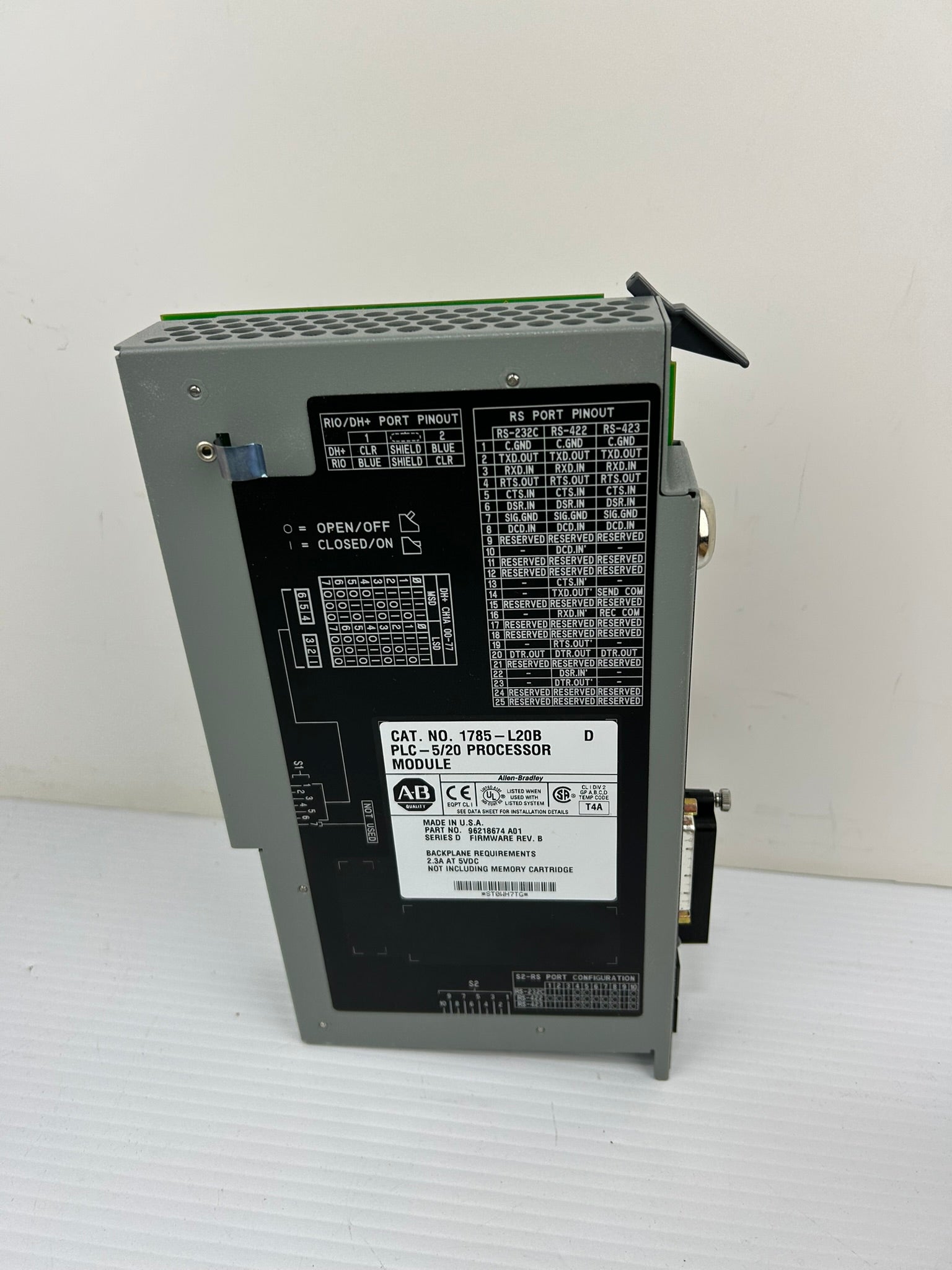 Allen Bradley 1785-L20B PLC-5/20 Processor Module Series D 1785L20B