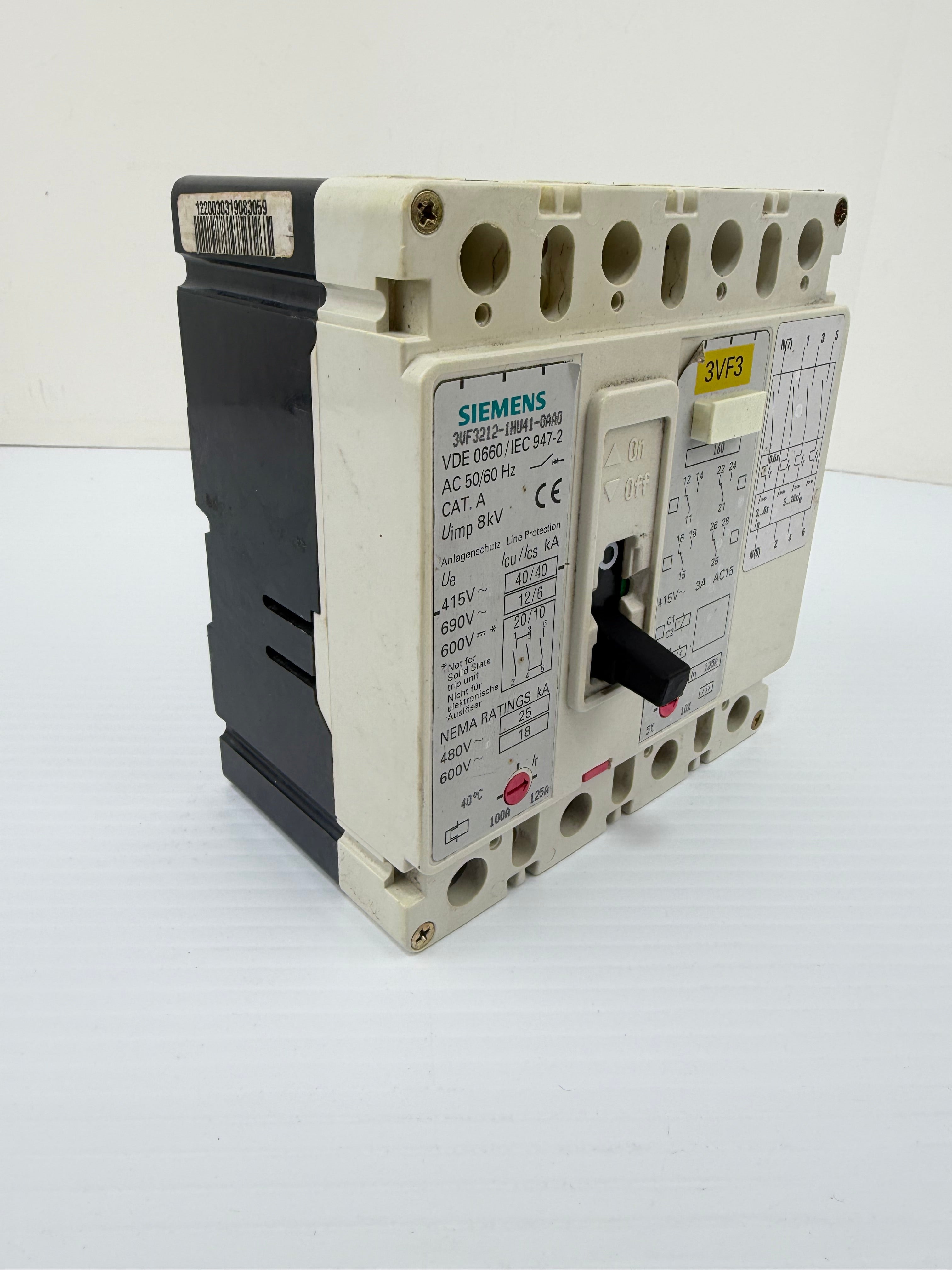 Siemens Circuit Breaker 3VF3212-1HU41-0AA0 100-125A Ships from US