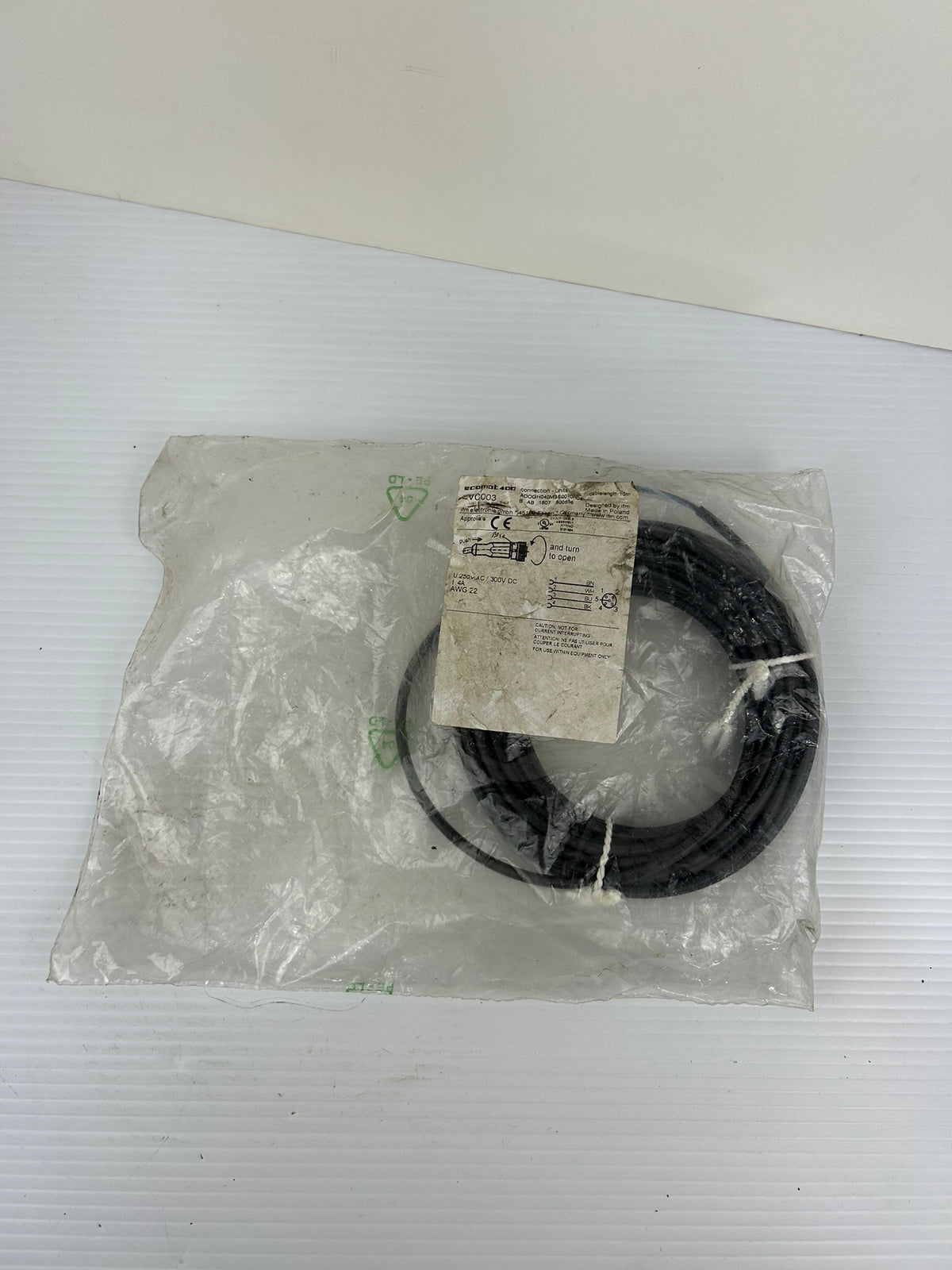 IFM EVC003 ADOGH040MSS0010H04 10M M12 Female Sensor Cable 4-Pin 250VAC
