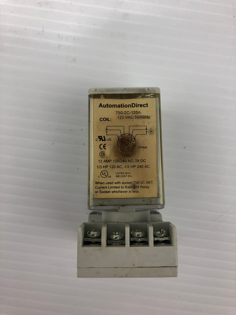 Automation Direct 750-2C-120A Relay with Dayton Base 5X852N