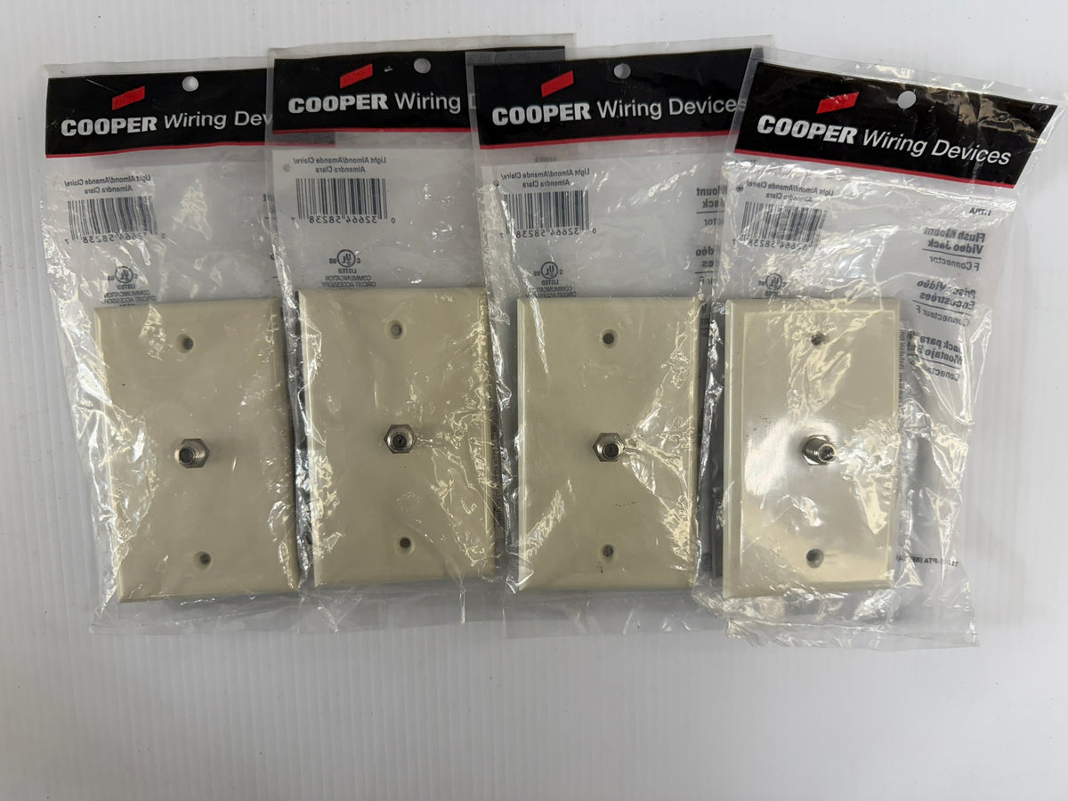 Cooper Wiring Flush Mount Video Jack 1172LA F Connector - Lot of 4