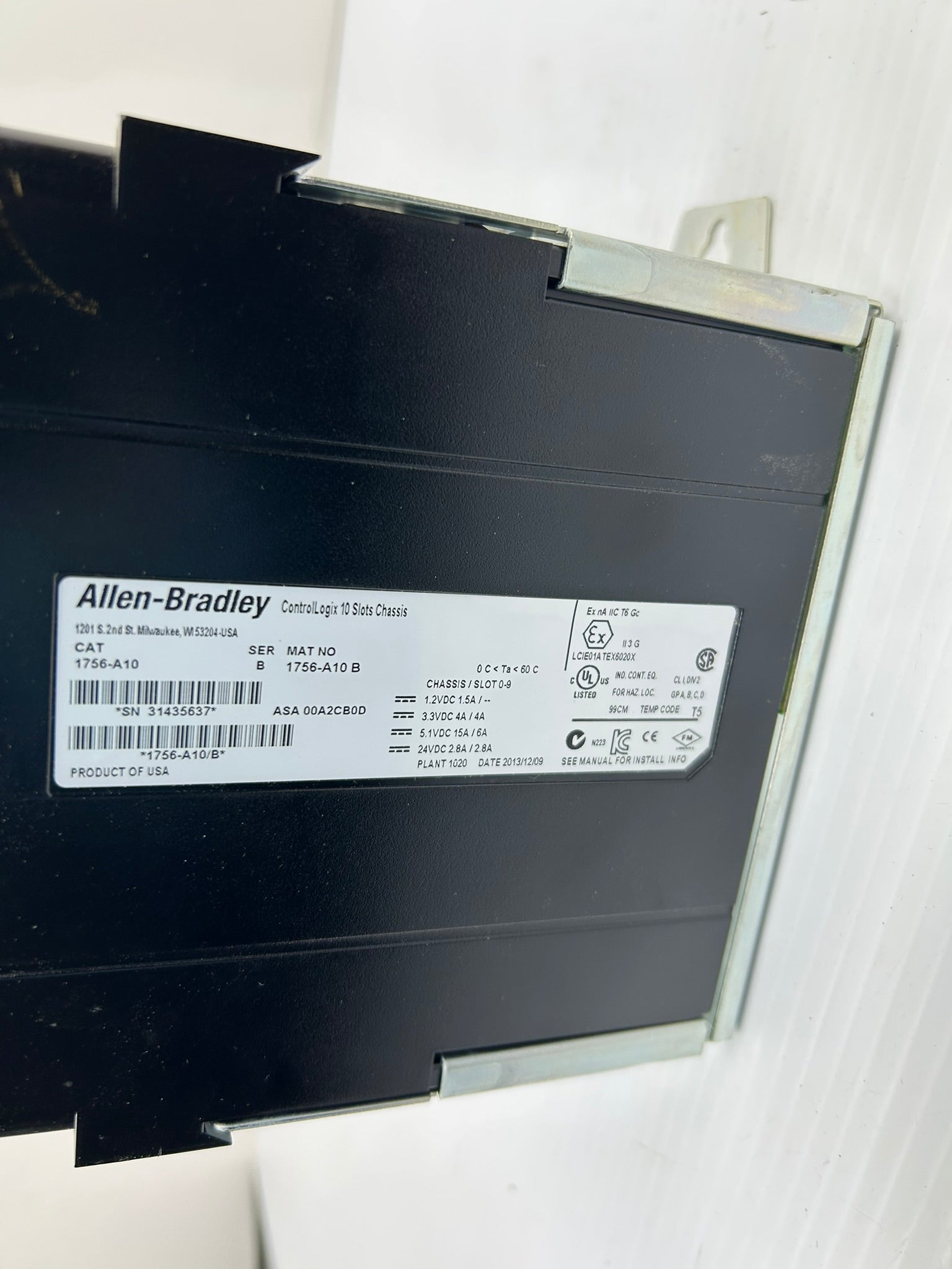 Allen Bradley 1756-A10 ControlLogix 10 Slot Chassis PLC Rack Series B