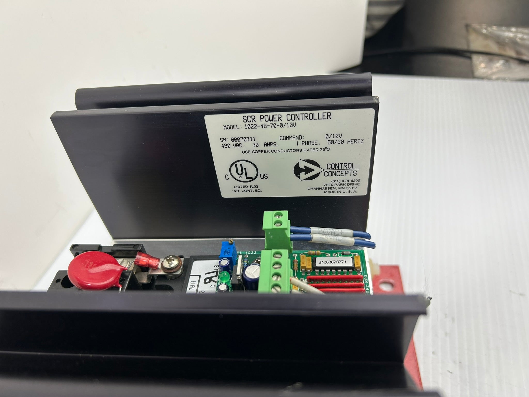 Control Concepts 1022-48-70-0/10V SCR Power Controller 480 VAC 70 Amps 1 Phase