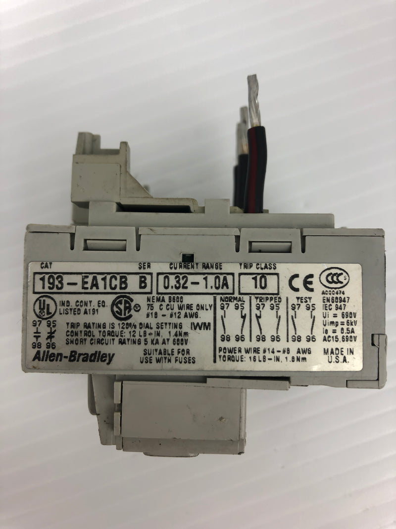 Allen-Bradley 193-EA1CB Overload Relay Trip Ser. B 690V 0.32-1.0A