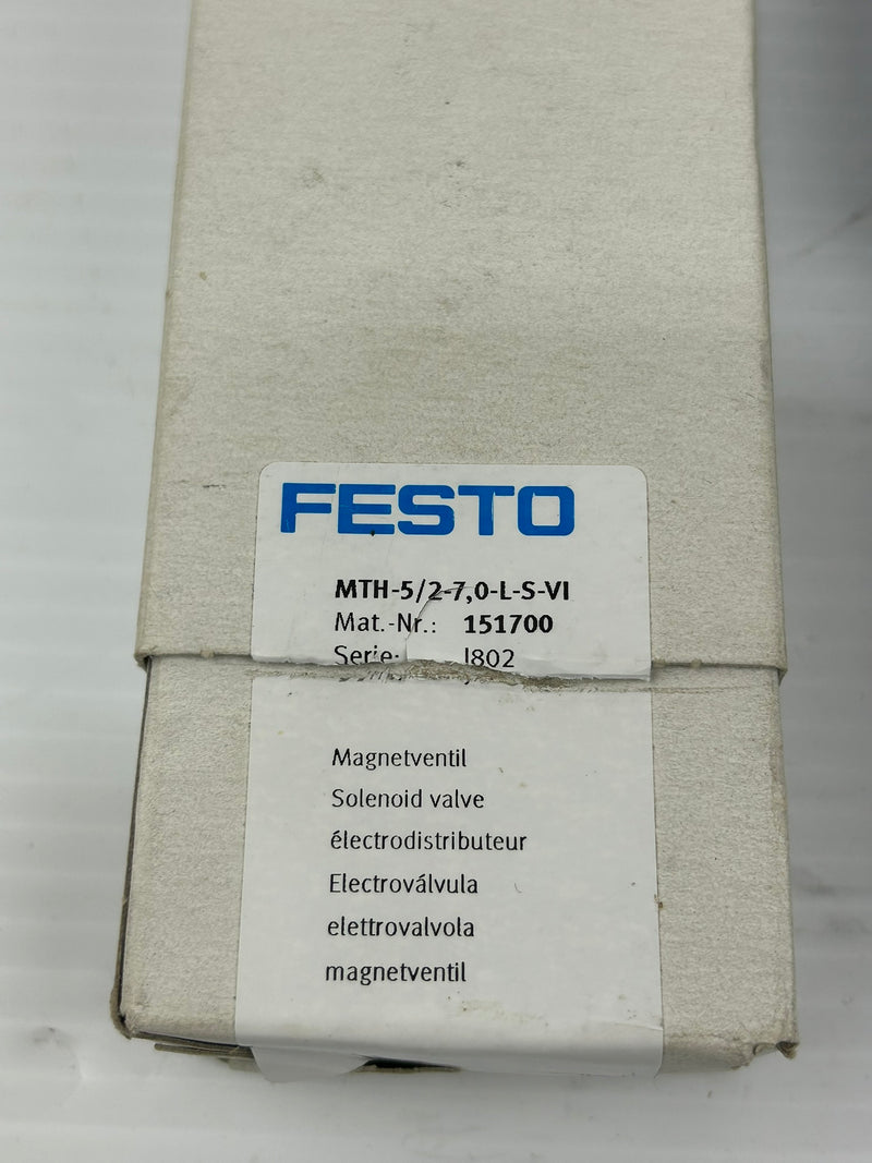 Festo MTH-5/2-7,0-L-S-VI Pneumatic Solenoid Valve 151700 Series I802