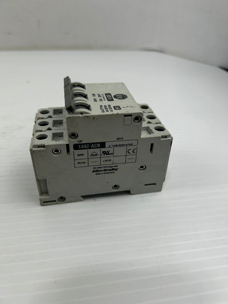 Allen-Bradley 1492-CB2 Circuit Breaker 50A 20HP H500 1492-ACB 3 Pole