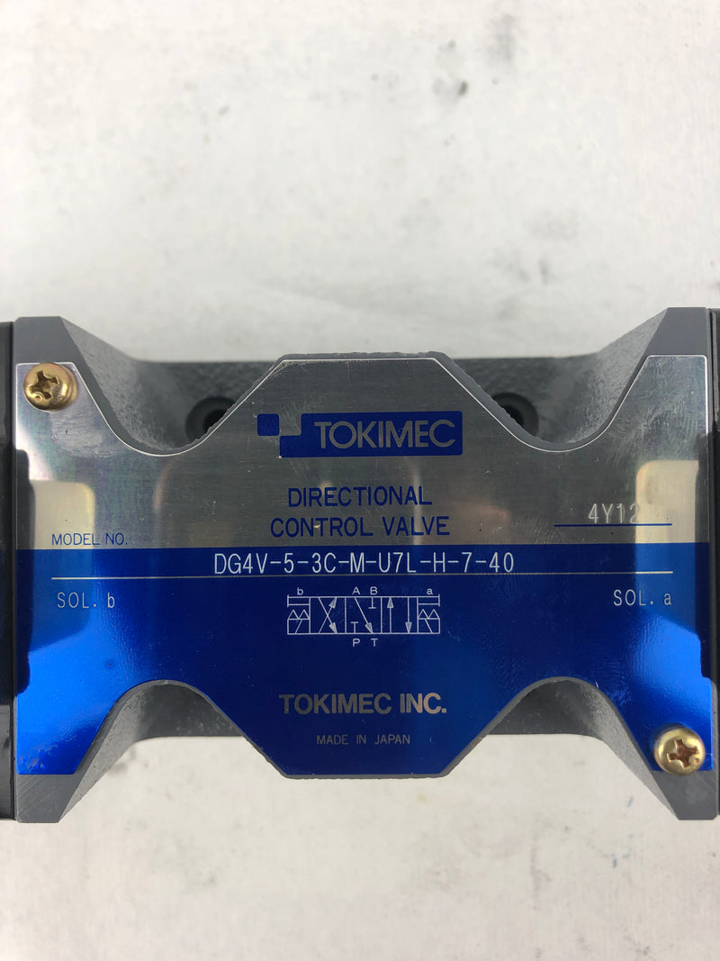 Tokimec DG4V-5-3C-M-U7L-H-7-40 Directional Control Valve With 02-123812 Coil