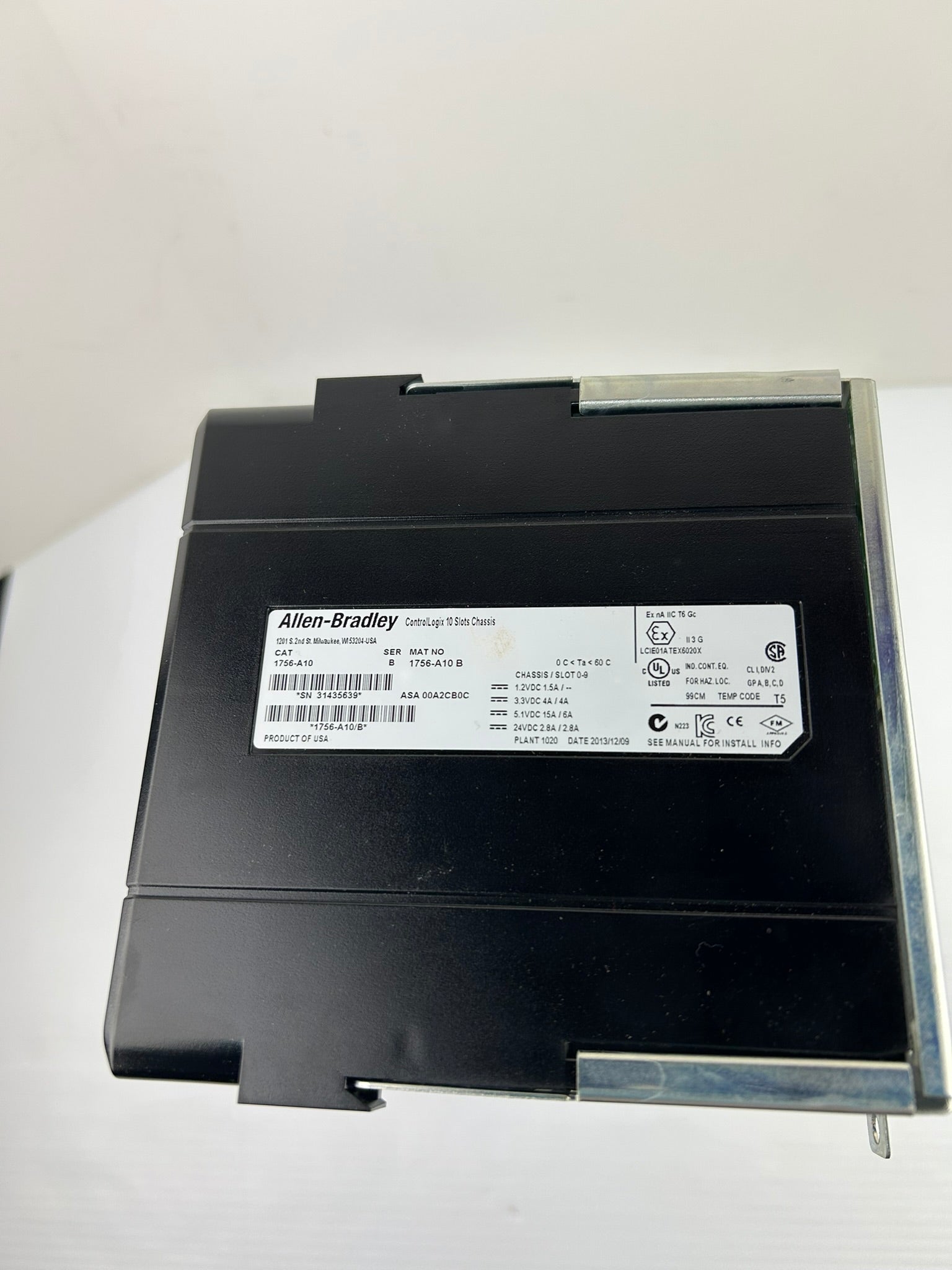 Allen Bradley 1756-A10 ControlLogix 10 Slot Chassis PLC Rack Series B PARTS ONLY