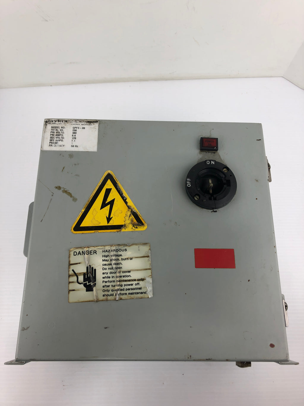 Daykin GPFS-09 Disconnect Transformer 1PH 60Hz - Missing ON/OFF Switch ...