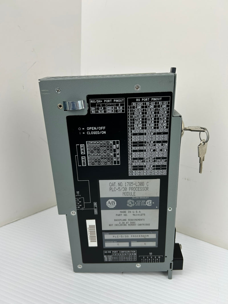 Allen-Bradley 1785-L30B PLC-5/30 Processor Module Series C Rev C With Keys