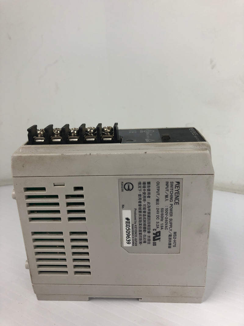 Keyence MS2-H75 Power Supply Output: 24V 3.2A Input: 100-240V 1.9A 50/60Hz