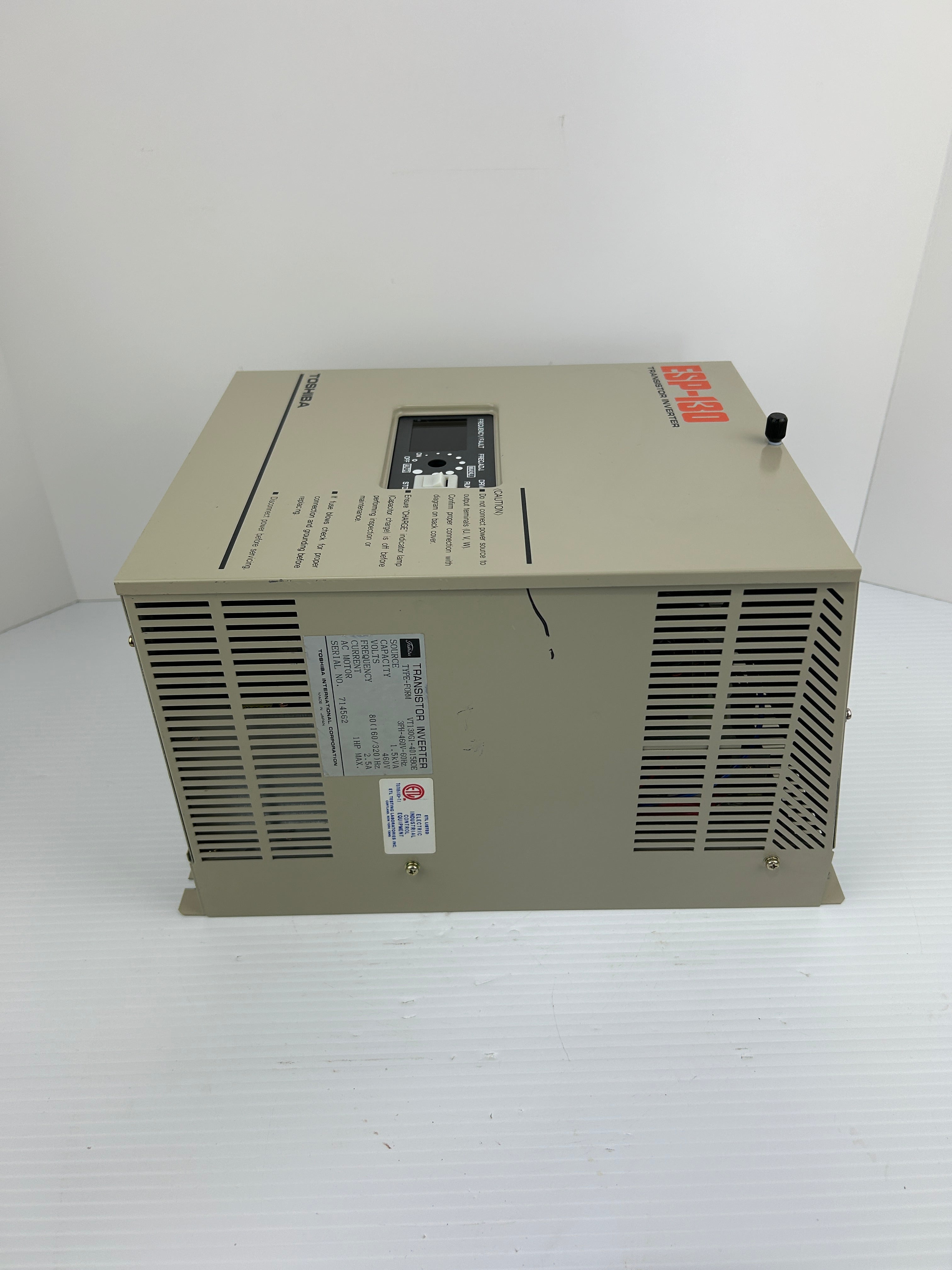 Toshiba VT130G1-4015B0E Transistor Inverter ESP-130 1HP 1.5kVA 460V 2.5A 3PH